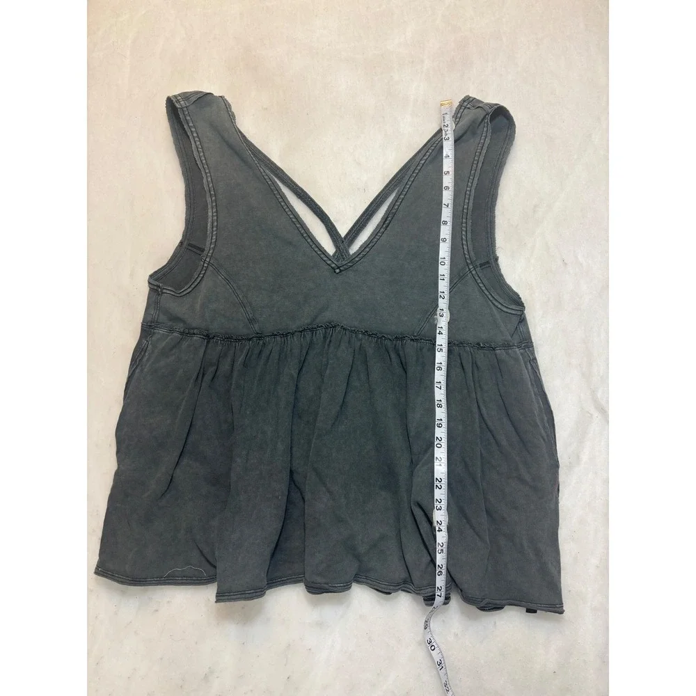 FP Movement Free People Charcoal Gray Mineral Wash Babydoll Tank Top Size xxl - Picture 3 of 8